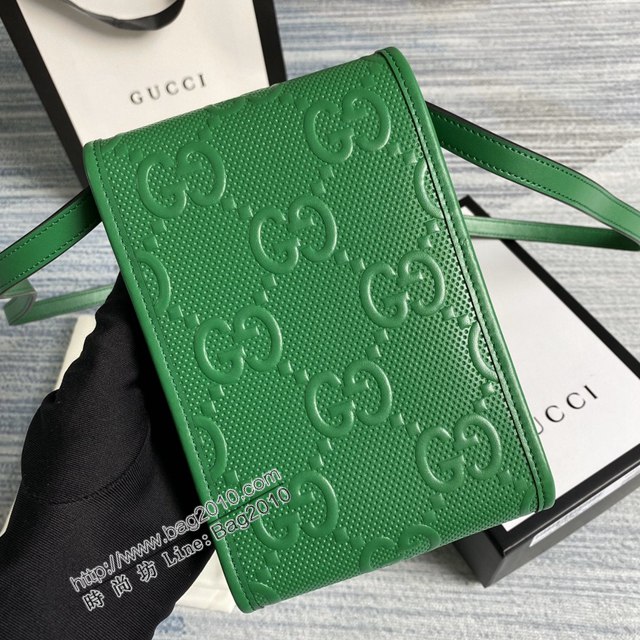 Gucci新款包包 古馳小斜挎包 Gucci迷你手機袋 625571綠皮  ydg3045